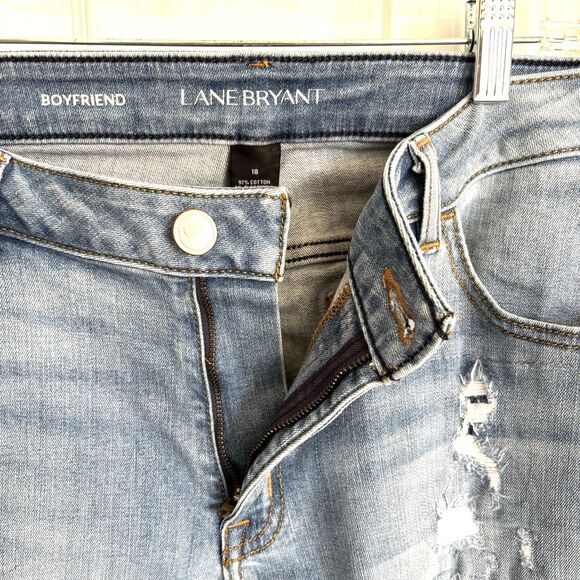 Lane Bryant Boyfriend Jeans Sz 18 (40x32)Light Wash Distressed Look New w/o Tags - Picture 14 of 16